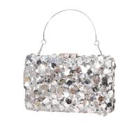 FIRSTXIU Sac de soirée à paillettes scintillantes pour fête de mariage Sac à bandoulière carré avec chaîne, Carré argenté, Taille unique