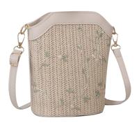 FIRSTXIU Sac seau en paille tissée - Sac à bandoulière tendance pour femme et fille - Grande capacité, beige, Reference size chart