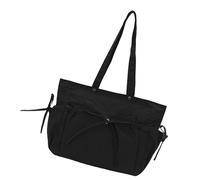 FIRSTXIU Sacs à bandoulière style japonais pour femme - Joli nœud - Grande capacité - Sac à main plissé sous les aisselles - Pour le quotidien, Noir , Taille unique