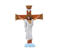 FIRSTXIU Statue de Jésus en résine pour crucifix en forme de croix - Figurine catholique à suspendre au mur - Décoration de la maison