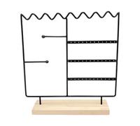FIRSTXIU Support de bijoux réglable en métal et bois avec design artistique - Rangement de bureau stable pour colliers et bijoux