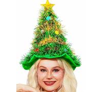 Firuilo Chapeau de Noël pour sapin de Noël, chapeau de Père Noël avec étoile à cinq pointes, accessoires de costume de fête pour femme