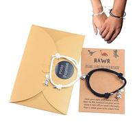 Firulab Couple Bracelets Cœur Magnétique | avec Bracelet Demi-cœur Dinosaure Glow Beads,Bracelet Best Friend Love avec Cordon Ajustable