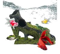 Firulab d'aquarium,Reptile Habitat Decor artificielles - Artificielle d'Trou d'arbre, résine Grotte Roche, Accessoires Refuge d'arbre réservoir Poissons, décorations