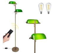 FIRVRE Lampadaire en verre Bankers, Lampadaire classique vintage avec télécommande, lampe sur pied pour le salon, la chambre et le bur