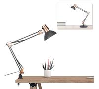 FIRVRE Lampe de bureau à bras pivotant en métal Lampe de bureau d'architecte à LED réglable avec pince Lampe avec ampoule E27 Interrupteur marche/arrêt