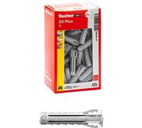 Fischer 100 chevilles SX Plus 8 x 40 mm pour mur plein, brique perforée, maçonnerie, béton, pour la fixation de lustres, meubles, armoires, étagères, 567608