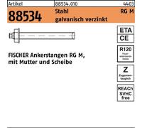 fischer - Tige filetée RG M 16 x 380 en acier électrozingué 5.8 / Boite de 10