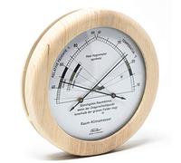 Fischer 1222-09 - Hygromètre pour humidité intérieure avec thermomètre, en bois de pin, Diamètre 155 mm, humidité relative de 30 à 100% HR, température de 10 à 40 °C