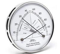 Fischer 142.01 - Thermo-hygromètre d'ambiance - 100mm hygromètre synthétique & thermomètre bimétallique Made in Germany - acier inoxydable argenté
