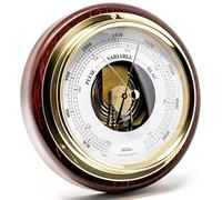 Fischer 1434B-22-100 Baromètre intérieur - 170mm manomètre avec boîtier en bois véritable teinté noyer fabriqué en Allemagne