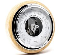 Fischer 1434B-32-100 Baromètre d'intérieur - Manomètre 170mm avec boîtier en bois de frêne véritable - Made in Germany