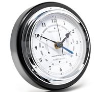 Fischer 1434GU-06-100 Horloge de marée et de Temps - 170 mm - Laiton Poli - Horloge Maritime Noire - Made in Germany