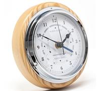 Fischer 1434GU-32-100 Horloge de marée et de Temps - 170 mm - Laiton Poli - Horloge Marine frêne - Made in Germany
