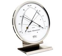 Fischer 146.01-01 - Climatiseur de pièce - Hygromètre synthétique et thermomètre avec socle en acier inoxydable 130 mm Fabriqué en Allemagne