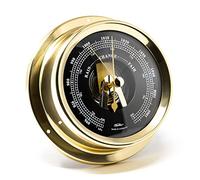 Fischer 1508B-45.6, baromètre d'intérieur marin, laiton, diamètre 125 mm | manomètre, cadran noir, boîtier, Made in Germany