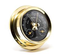 Fischer 1508BTH-45.6 - Station météo, laiton, Baromètre maritime à mécanisme apparent, combiné avec thermomètre et hygromètre