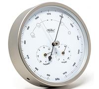 Fischer 1602-01 Station météo intérieure et extérieure - 160mm thermomètre, baromètre, hygromètre en acier inoxydable Made in Germany
