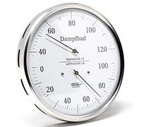 Fischer 183.01 - Thermohygromètre pour bain de vapeur - Hygromètre capillaire de 160 mm et thermomètre bimétallique en acier inoxydable fabriqué en Allemagne