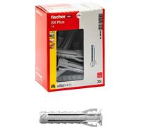 Fischer 20 chevilles SX Plus 14 x 70 mm pour mur plein, brique perforée, maçonnerie, béton, pour la fixation de lustres, meubles, armoires, étagères, étagères, 567614