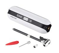 FISCHER 50375 Compresseur de Batterie, Pompe à air électrique 10,3 Bar, Batterie Externe et Lampe de Poche, pour vélo, Voiture, Moto, etc. Blanc