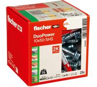 Fischer Cheville DUOPOWER 10x50 S LD bi-matière multi-matériaux avec vis Boîte de 25