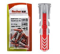 Fischer 537621 cheville dUOPOWER, gris/rouge, 10 x 50 mm, Set de 8 pièces