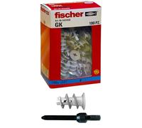 Fischer 542458, 100 chevilles GK, spécifiques pour cloison sèche, comprend accessoire de montage, gris, 100 pièces