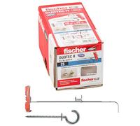 Fischer 544478 Duotec 10 H - Lot de 25 chevilles pour placoplâtre, avec crochet, fixation à ancre pour charges élevées sur panneaux et plaques, trou 10 mm