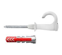 fischer 564170 Round, Lot de 25 vis à crochet rond et DuoPower, vis pour panneaux d'aggloméré avec crochets, crochets à vis flexibles pour montage dans de nombreux matériaux de construction EasyHook