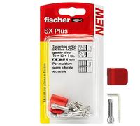 Fischer 567556 Lot de 10 crochets carrés argentés avec crochets de fixation 4 mm et clip de fixation, installation propre sur mur pour cadres lourds