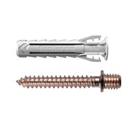 Fischer 567648 Chevilles SX Plus 8 DVR avec double vis pour colliers en cuivre, idéal pour tubes en cuivre, comprend 5 vis et 5 chevilles, 567648