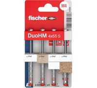 fischer Cheville Bi-matière DuoHM 4 x 55 pour corps creux, vis tête cylindrique PZ - Blister de 4