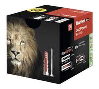Fischer 60 Chevilles Duopower avec vis, 8 x 40 mm, pour mur plein, brique perforée, cloison sèche, 568872 (8 x 40)