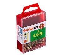 Fischer 653954 Power-Fast Lot de 30 Vis à tête fraisée 4,5 x 25 mm VG PZ galvanisée Jaune