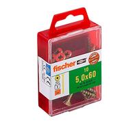 Fischer 653970 Power-Fast Lot de 10 Vis à tête fraisée 5,0 x 60 mm TG PZ galvanisée Jaune