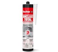 fischer - Ancrage total, adhésif de montage à collage rapide en 3 secondes, colle forte multi-matériaux supporte jusqu'à 600 kg/m², menuiserie, plans de travail, plinthes, revêtements (290 ml) blanc