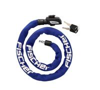 FISCHER Antivol à chaîne en néoprène avec 2 clés - Haute sécurité pour vélos et vélos électriques - Bleu - Longueur : 130 cm