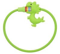 Fischer Antivol de câble dinosaure pour enfants - Antivol à combinaison avec 4 rouleaux à chiffres pour 10 000 combinaisons - Diamètre : 10 cm - Longueur : 60 cm - Vert
