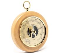 Fischer Baromètre 1366R-02 - 140 mm - Avec boîtier en bois de hêtre véritable teinté - Fabriqué en Allemagne