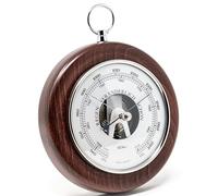 Fischer Baromètre 1366RS-22 - 140 mm - Avec boîtier en bois véritable teinté - Couleur acajou - Fabriqué en Allemagne