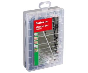 fischer Câble et câble pratiques - Boîte de rangement de 155 pièces avec serre-câbles, boucles de câble et colliers à clous - Kit pour fixation de câbles, câbles et tubes légers