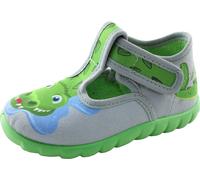 Fischer Chausson en coton pour enfants avec crocodile et fermeture velcro 551557, Taille:21 EU, Couleur:Gris