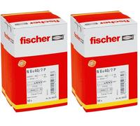 fischer - Cheville à frapper N 6 x 40/7 P à collerette fraisée et clou en acier électrozingué/Boîte de 50 (Lot de 2)