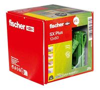 fischer - Cheville à quadruple expansion tous matériaux SX Plus Green 12x60 fabriquée à base de matières premières renouvelables/Boîte de 20