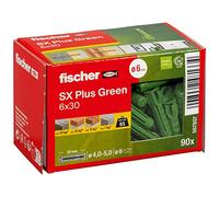 fischer - Cheville à quadruple expansion tous matériaux SX Plus Green 6x30 fabriquée à base de matières premières renouvelables/Boîte de 90