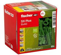 fischer - Cheville à quadruple expansion tous matériaux SX Plus Green 8x40 fabriquée à base de matières premières renouvelables/Boîte de 90