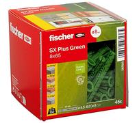Cheville à quadruple expansion - FISCHER - SX Plus Green - 8x65 mm - Matières renouvelables - Montage facile