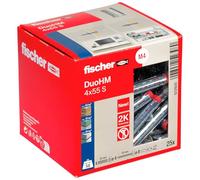 fischer - Cheville Bi-Matière DuoHM 4 x 55 pour Corps Creux, avec Vis à Tête Cylindrique, Empreinte PZ, Boite de 25