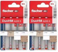 fischer - Cheville Bi-Matière DuoHM 4 x 55 pour Corps Creux, avec Vis à Tête Cylindrique, Empreinte PZ - Blister de 4 (Lot de 2)